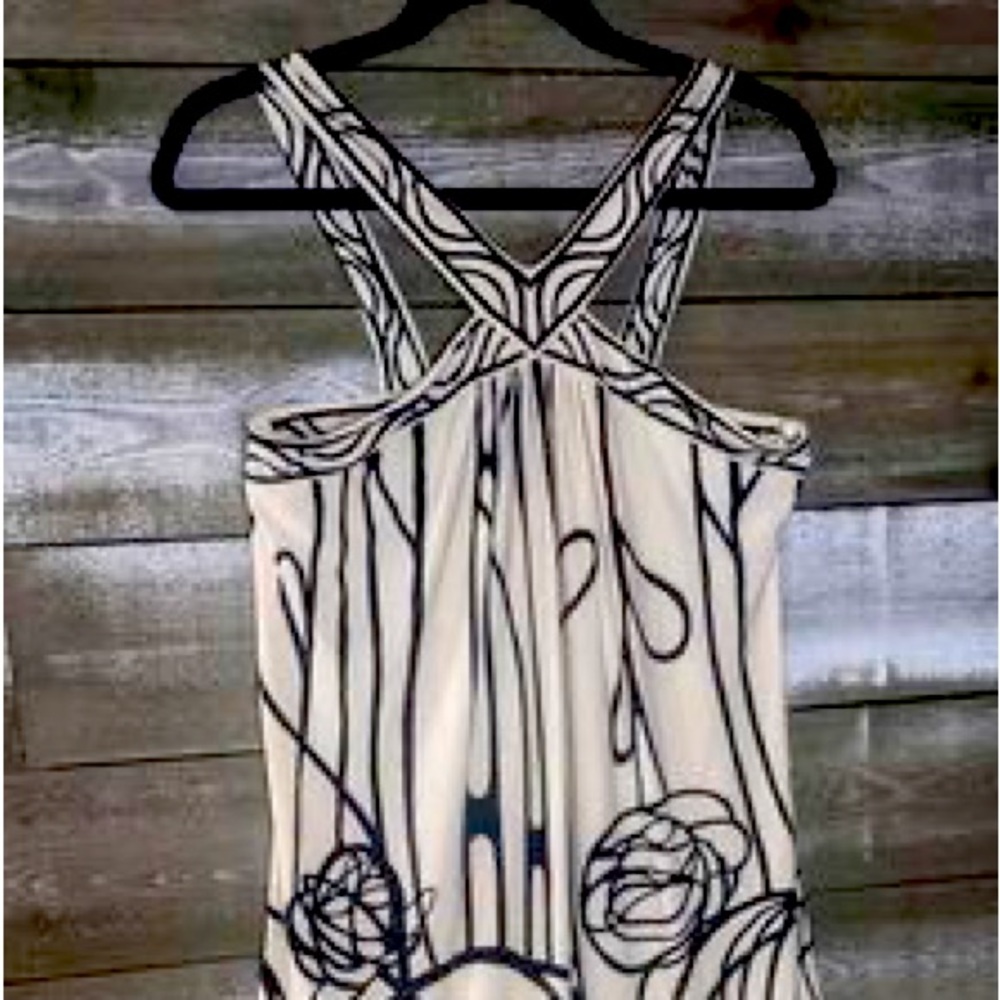BCBGMAXAZRIA OFF WHITE BLACK FLORAL DRESS Small